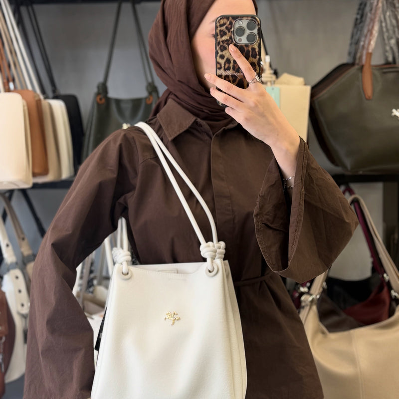 Nas Bag Kadın 2 li Set Beyaz Omuz ve Çapraz Çanta - 1524 - 3
