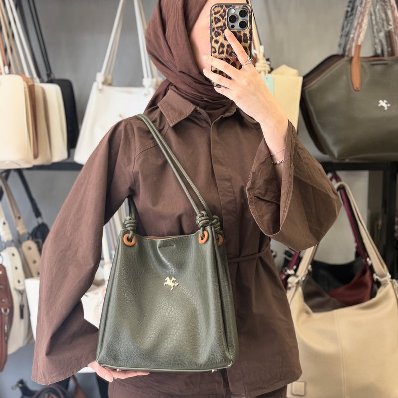 Nas Bag Kadın 2 li Set Haki Omuz ve Çapraz Çanta - 1524 - 6