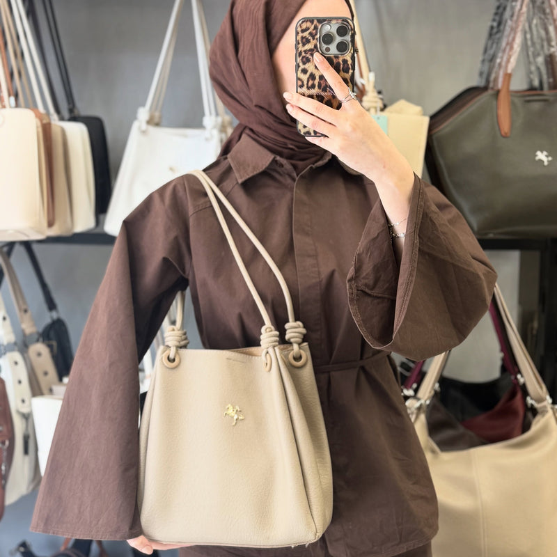 Nas Bag Kadın 2 li Set Kum Omuz ve Çapraz Çanta - 1524
