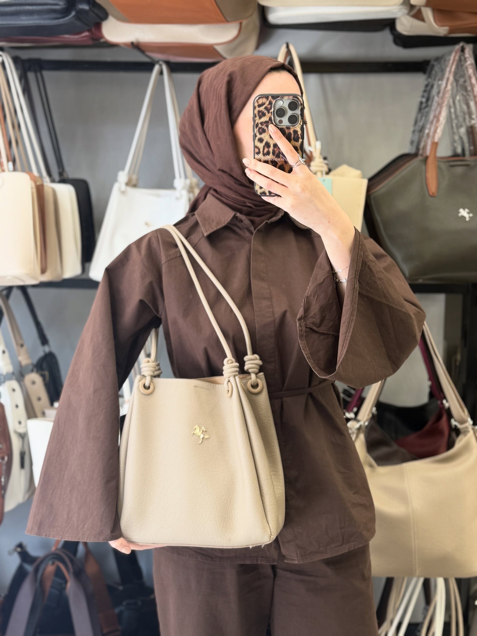 Nas Bag Kadın 2 li Set Kum Omuz ve Çapraz Çanta - 1524