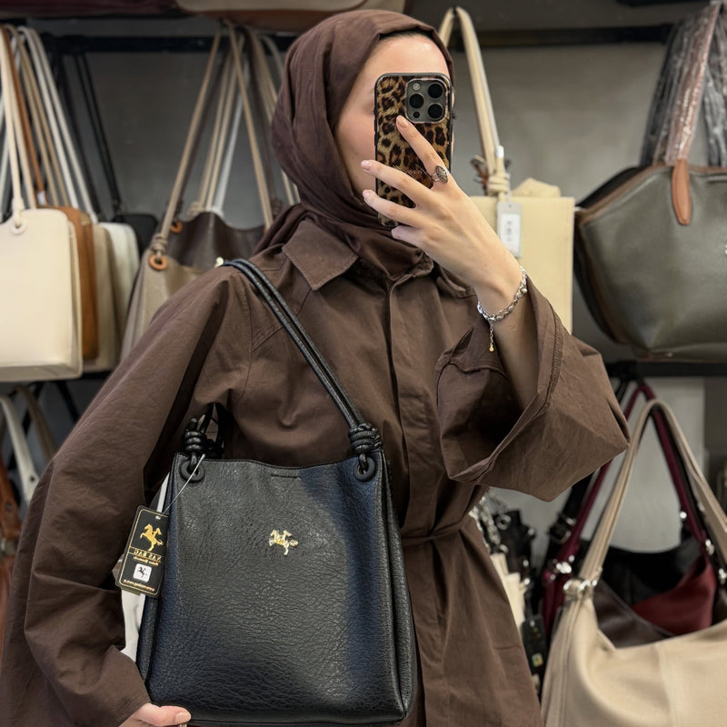 Nas Bag Kadın 2 li Set Siyah Omuz ve Çapraz Çanta - 1524 - 6