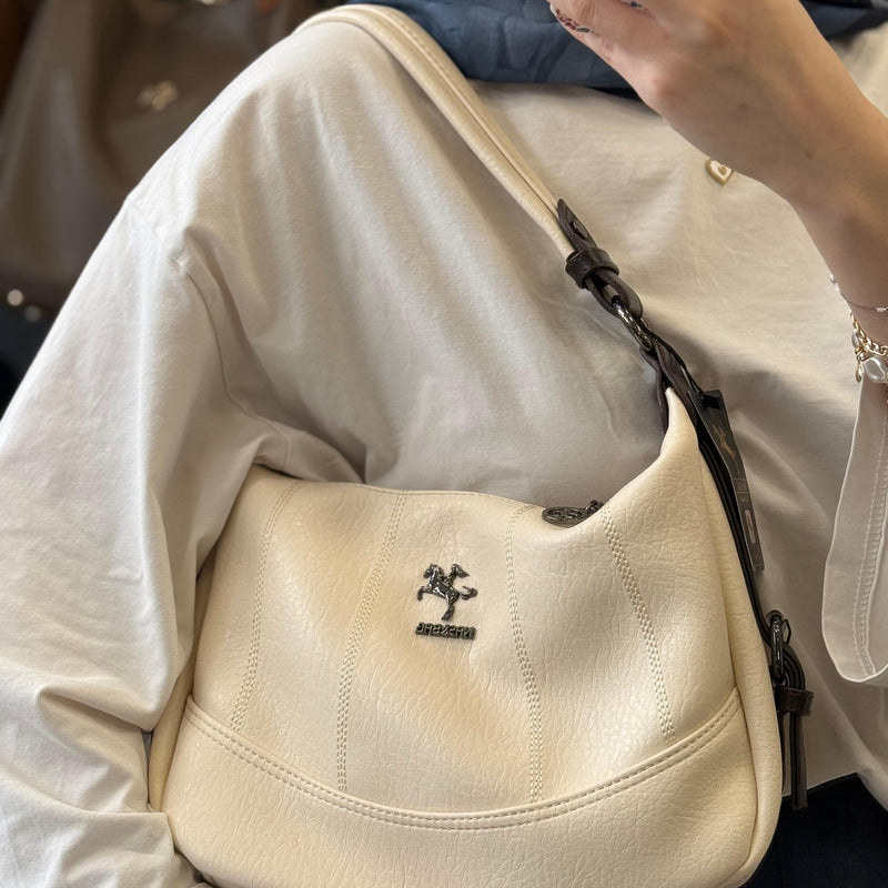 NASBAG Victoria Kumaş Çok Bölmeli Krem Kahve Omuz Çantası - 1530 - 7