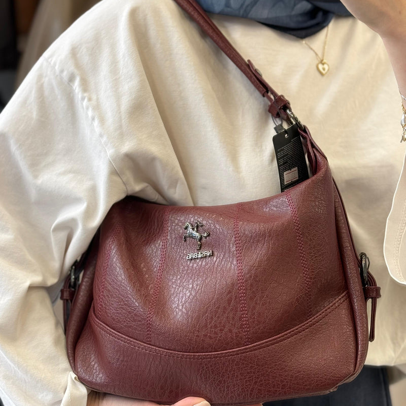 NASBAG Victoria Kumaş Çok Bölmeli Bordo Omuz Çantası - 1530 - 3