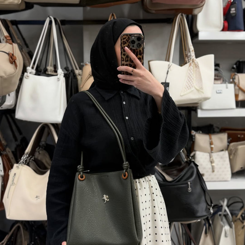 Nas Bag Kadın 2 li Set Haki Omuz ve Çapraz Çanta - 1524 - 17