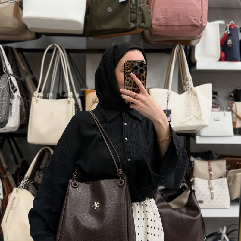 Nas Bag Kadın 2 li Set Kahverengi Omuz ve Çapraz Çanta - 1524 - 6