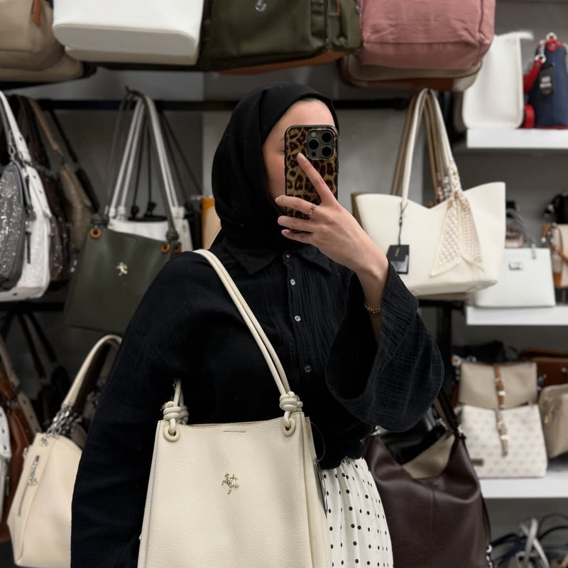 Nas Bag Kadın 2 li Set Krem Omuz ve Çapraz Çanta - 1524 - 4