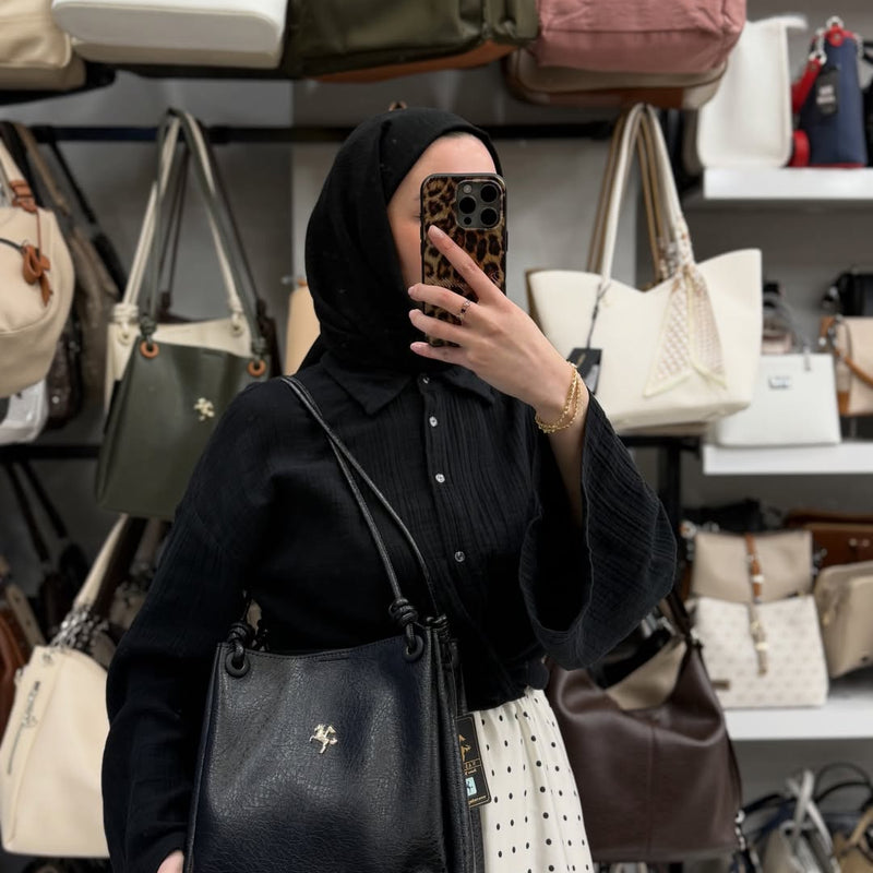 Nas Bag Kadın 2 li Set Siyah Omuz ve Çapraz Çanta - 1524 - 7