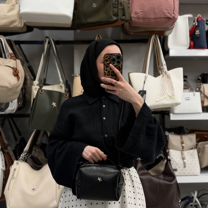 Nas Bag Kadın 2 li Set Siyah Omuz ve Çapraz Çanta - 1524 - 4