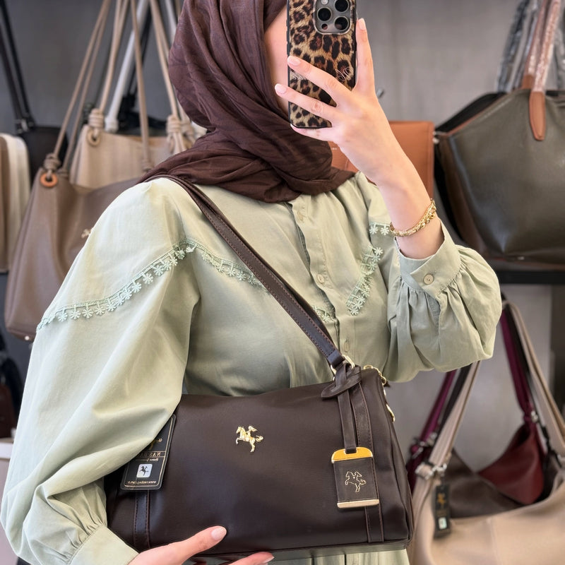 NASBAG Ultra Soft Kahve Calven Omuz Çantası - 1538 - 2