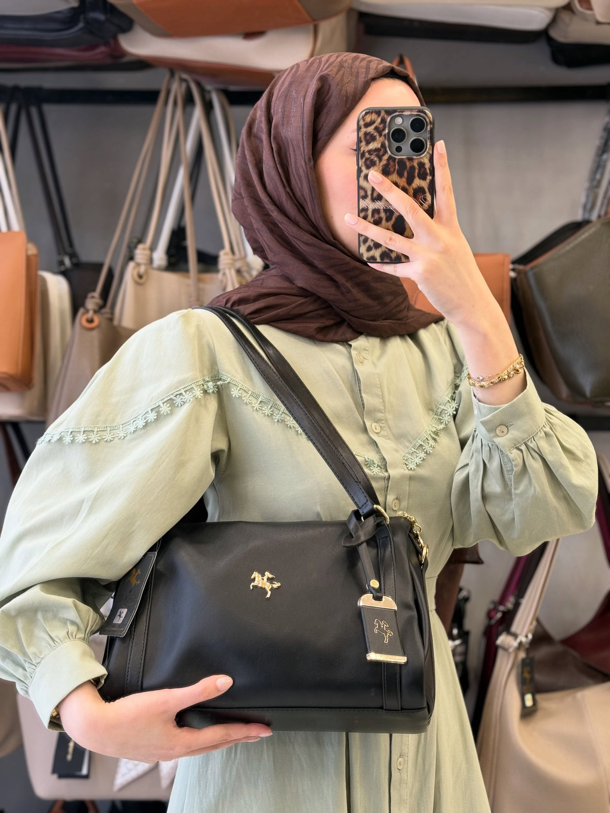 NASBAG Ultra Soft Siyah Calven Omuz Çantası - 1538