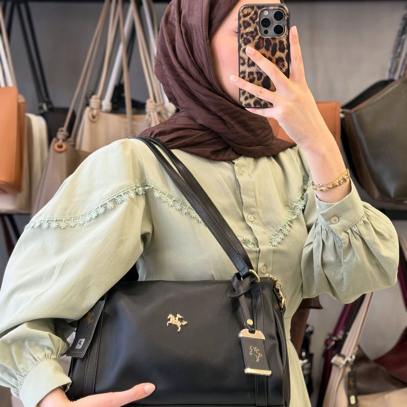 NASBAG Ultra Soft Siyah Calven Omuz Çantası - 1538 - 1
