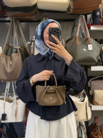 Nas Bag Kadın Mini Büzgülü Şık Vizon Çapraz Çanta - 1542