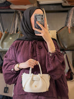 Nas Bag Kadın Mini Büzgülü Şık Beyaz Çapraz Çanta - 1542