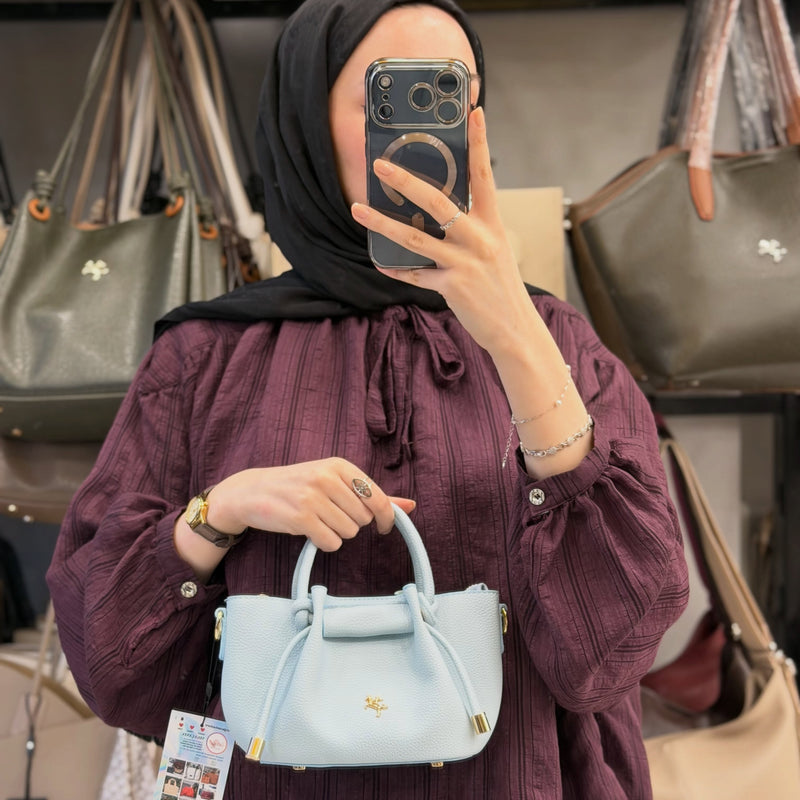 Nas Bag Kadın Mini Büzgülü Şık Mavi Çapraz Çanta - 1542 - 2