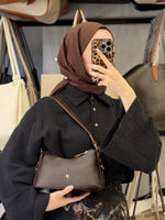 Nas Bag Acı Kahve Minimalist Deri Askılı Baget & Çapraz Omuz Çantası - 1549