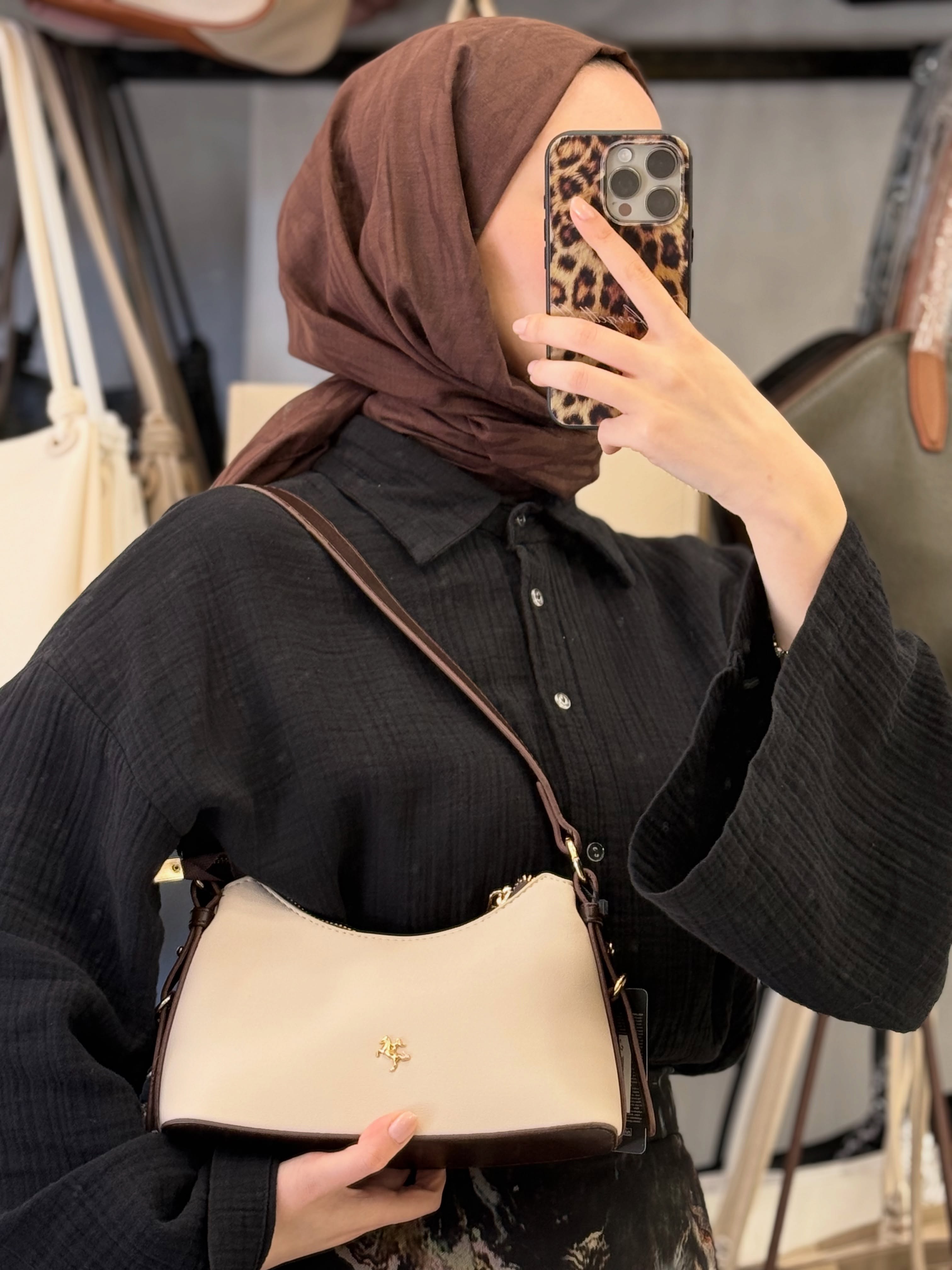 Nas Bag Minimalist Deri Askılı Baget & Çapraz Omuz Çantası - 1549