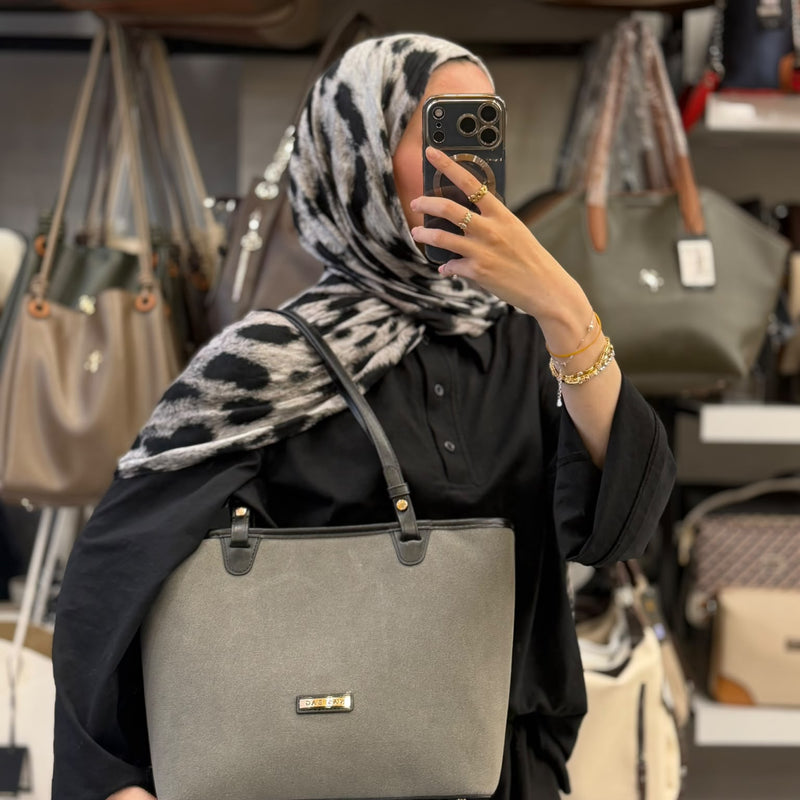 Nas Bag Gri Süet Geniş Hacimli Günlük Omuz Çantası - 1566