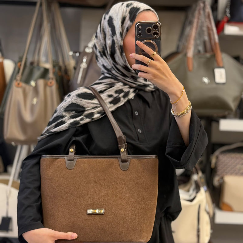 Nas Bag Kahve Süet Geniş Hacimli Günlük Omuz Çantası - 1566