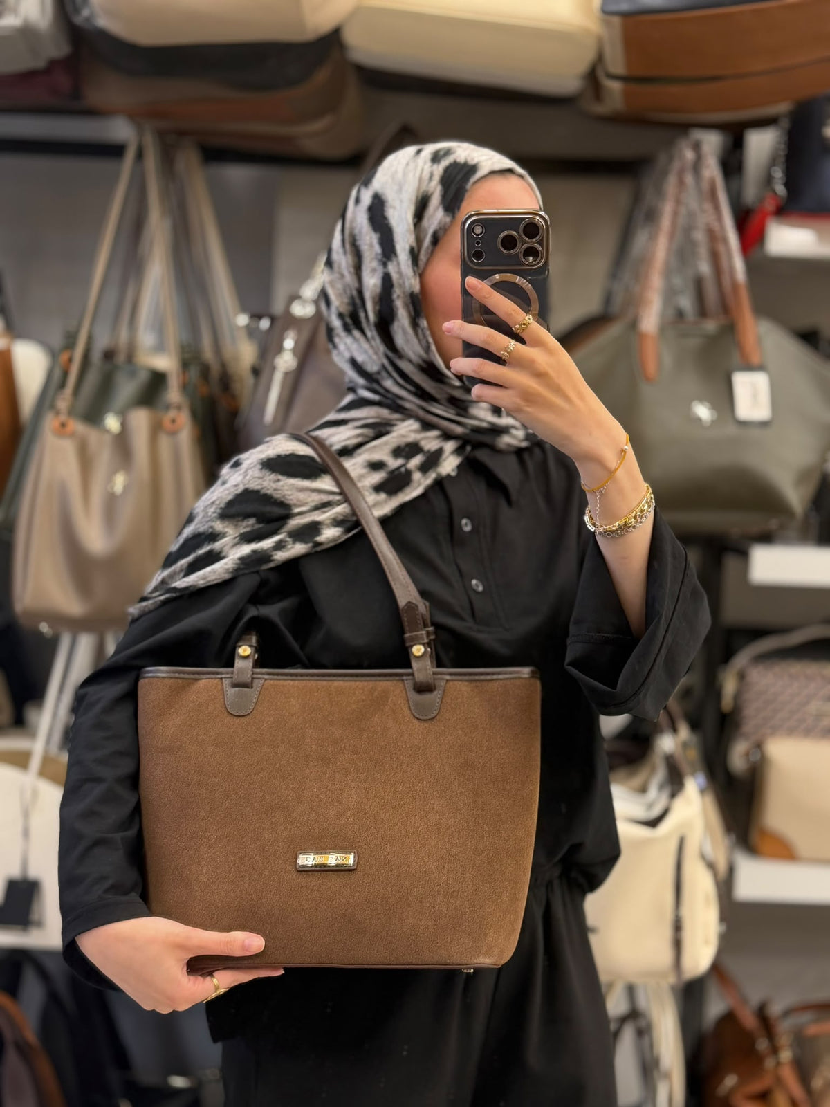 Nas Bag Kahve Süet Geniş Hacimli Günlük Omuz Çantası - 1566
