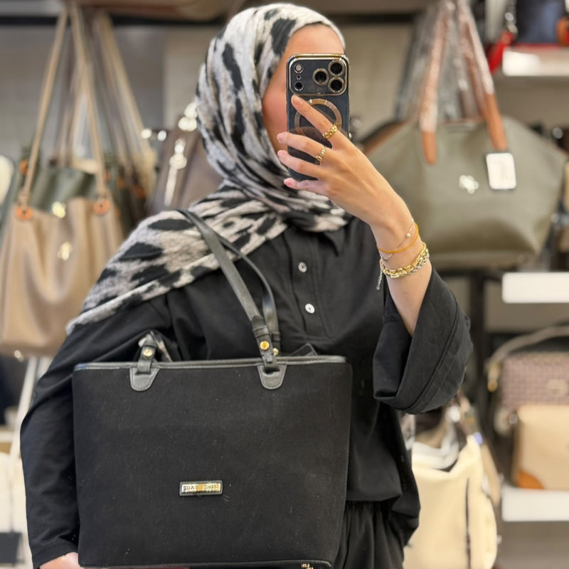Nas Bag Siyah Süet Geniş Hacimli Günlük Omuz Çantası - 1566 - 1