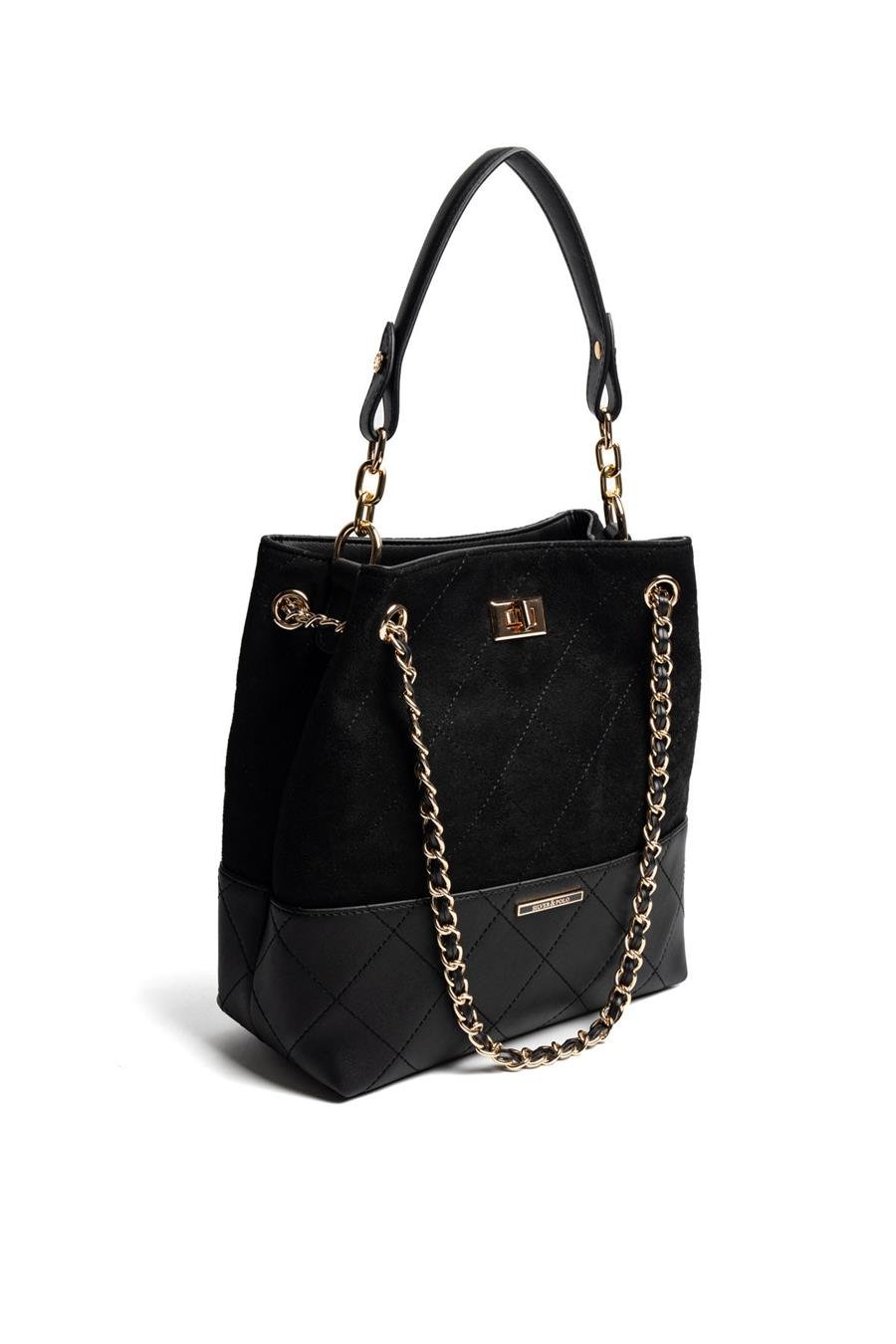 Silver & Polo SP1262 Kadın Omuz Çantası Süet Siyah