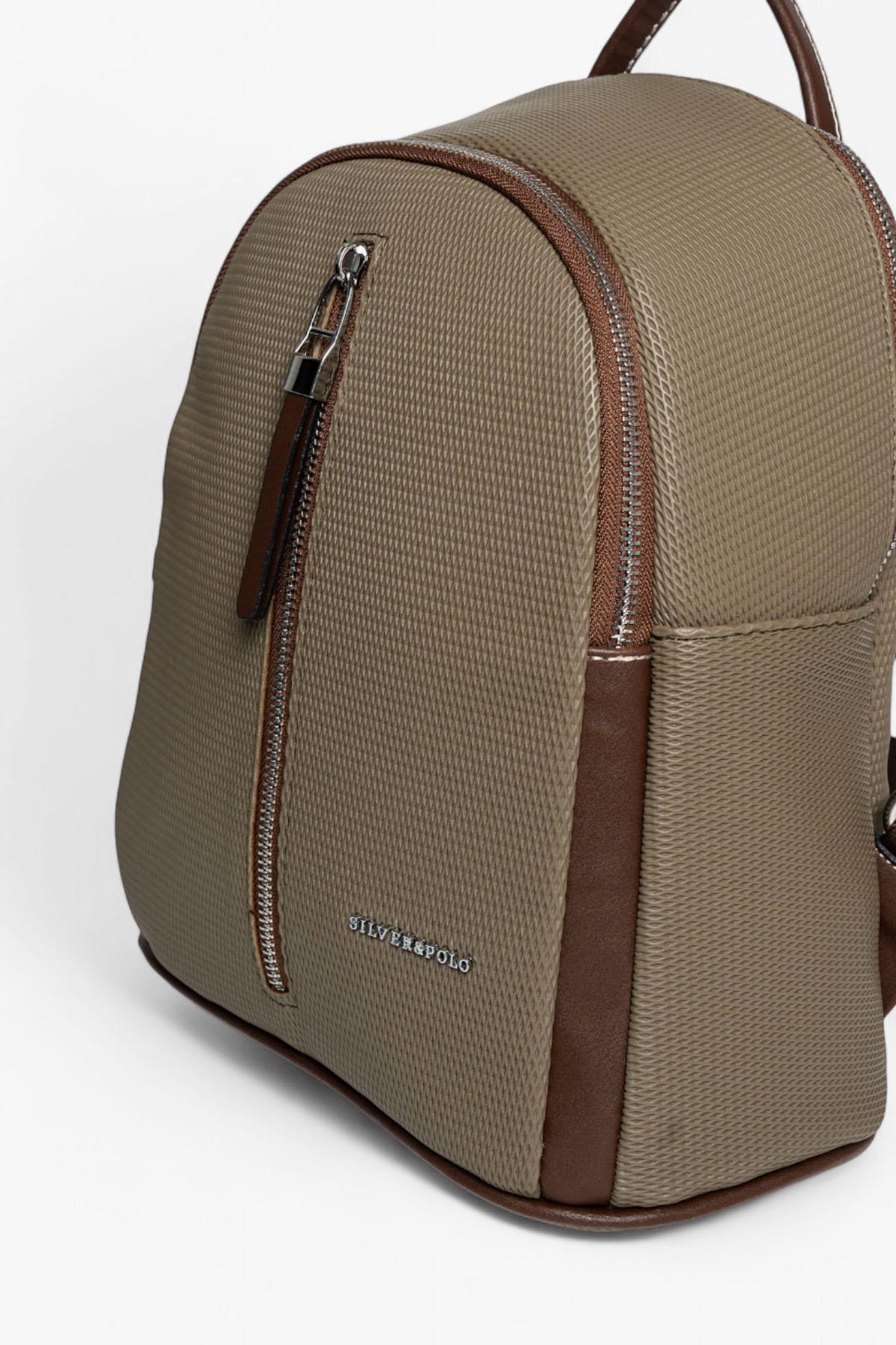 Silver & Polo SP901 Kadın Sırt Çantası Petek L.Haki-Kahve