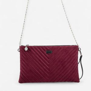 Silver & Polo SP1034 Kadın Portföy & Clutch Kapitone V Süet Bordo