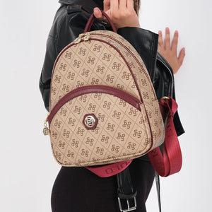 Silver & Polo Koyu Bej - Bordo SP945 Kadın Sırt Çantası