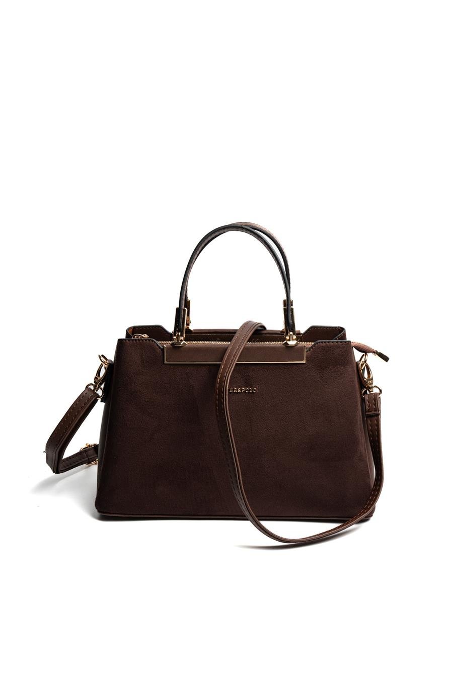 Silver & Polo SP913 Kadın El Çantası Süet Kahve