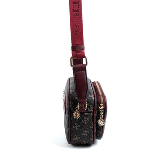 Silver & Polo Kahve Sarı - Bordo SP1111 Kadın Çapraz Çanta