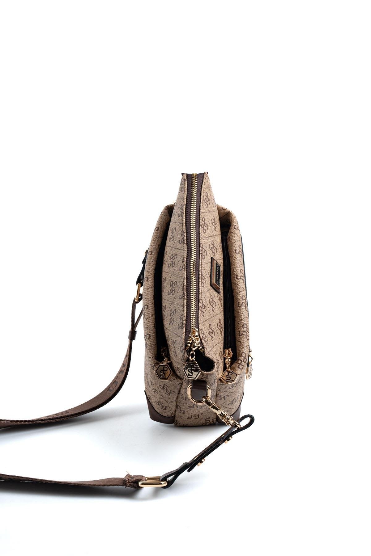 Silver & Polo Koyu Bej - Kahve SP1110 Kadın Çapraz Çanta