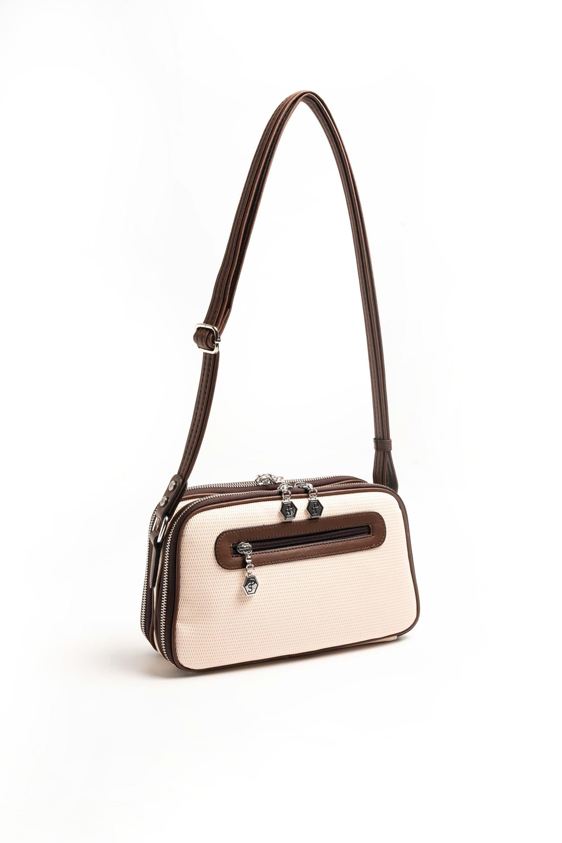 Silver & Polo Bej - Kahve SP899 Kadın Çapraz Çanta