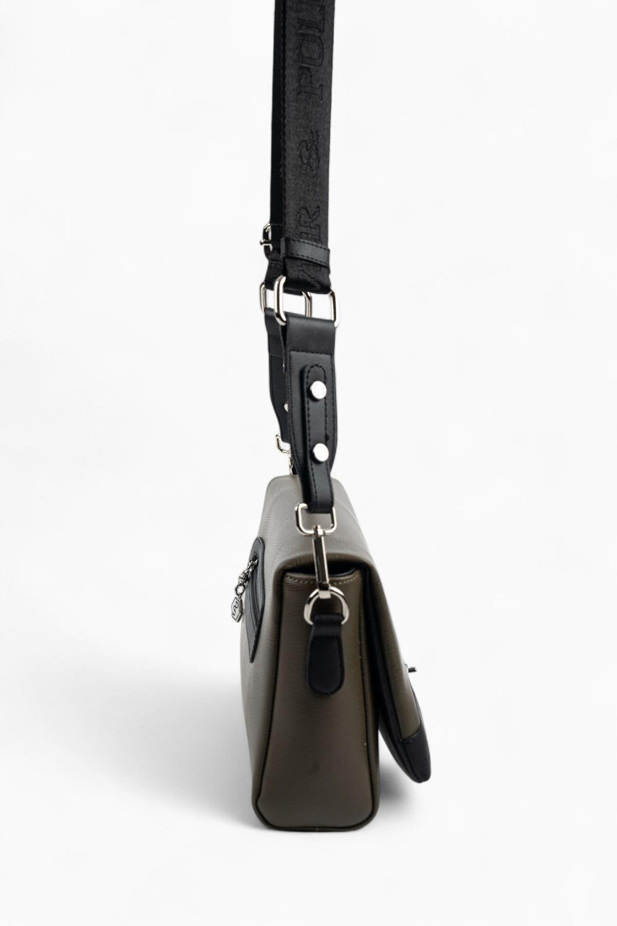 Silver & Polo SP1257 Kadın Çapraz Çanta Düz Zeytuni-Siyah