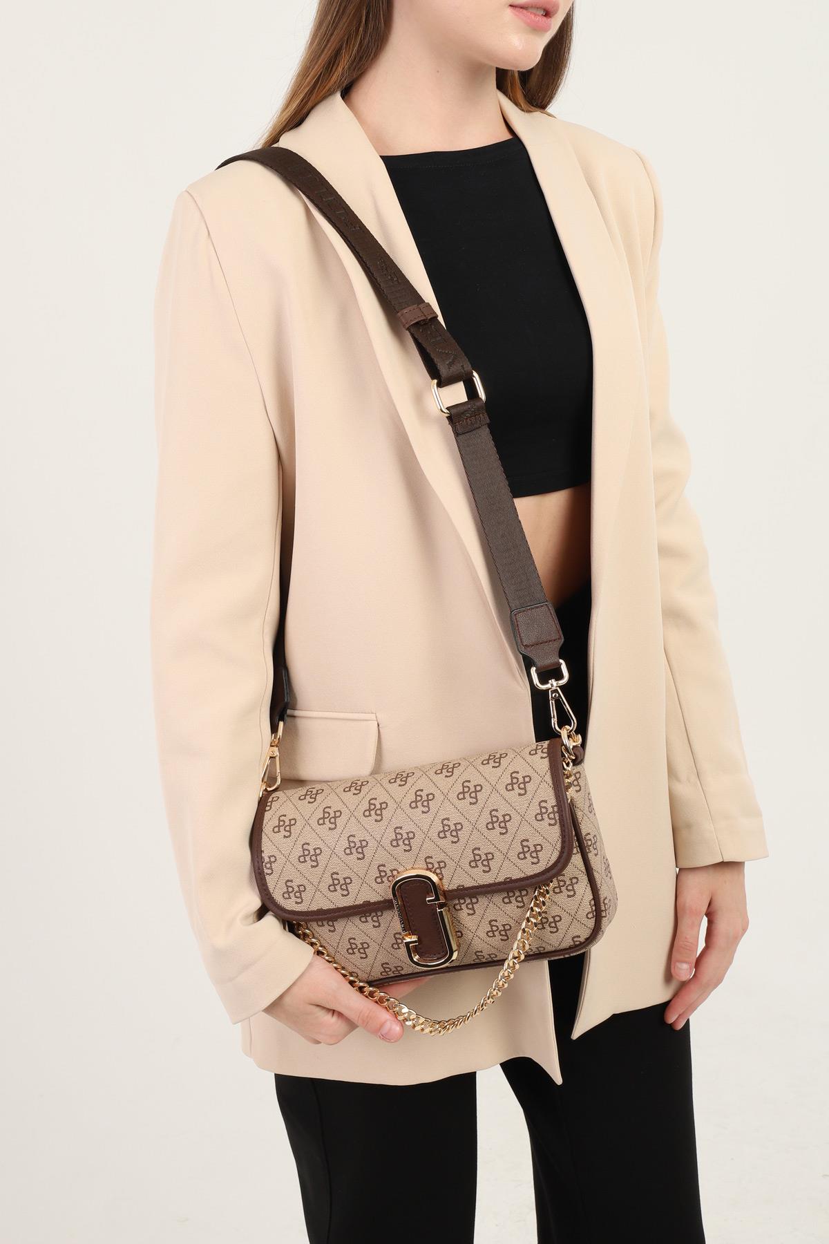 Silver & Polo Koyu Bej - Kahve SP1171 Kadın Omuz Çantası