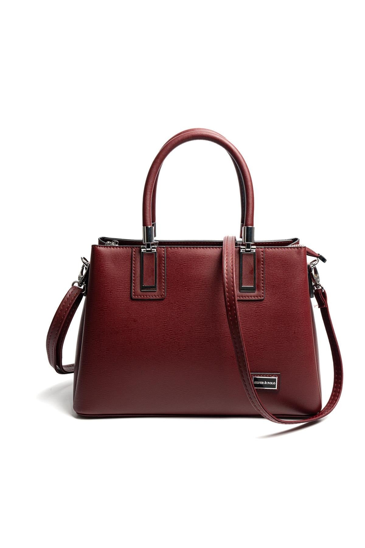Silver & Polo SP1000 Kadın El Çantası Düz Bordo