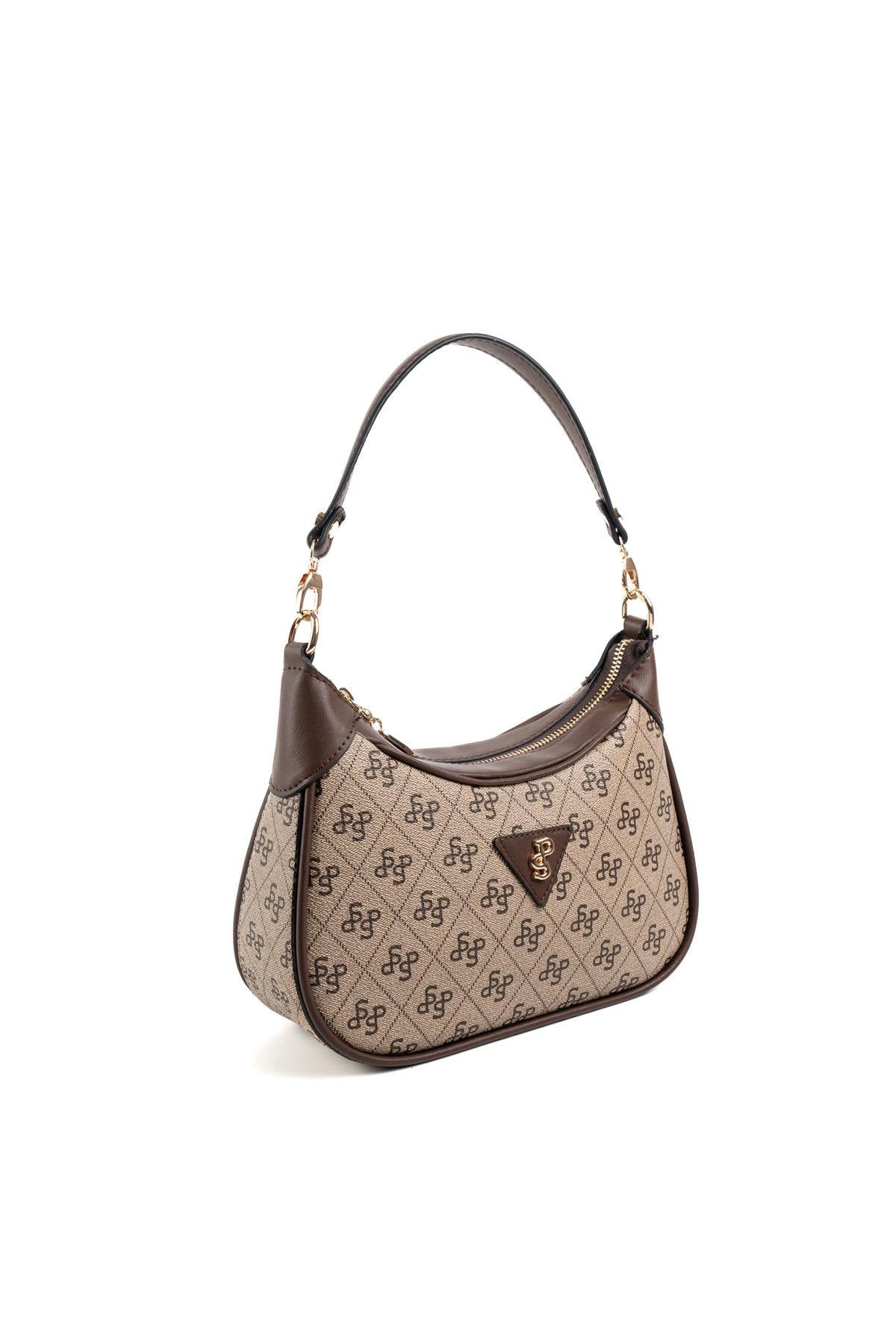 Silver & Polo Koyu Bej - Kahve SP1180 Kadın Omuz Çantası