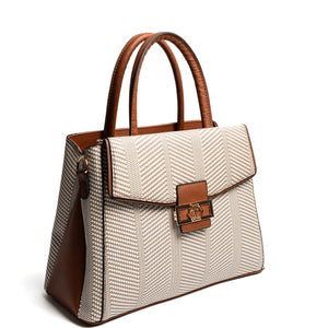 Silver & Polo SP1264 Kadın El Çantası Hasır Bej-Taba