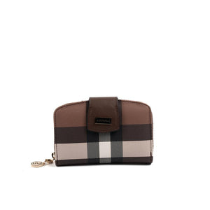 Silver & Polo SP874 Kadın Cüzdan & Kartlık Ekose Koyu Kahve-Kahve