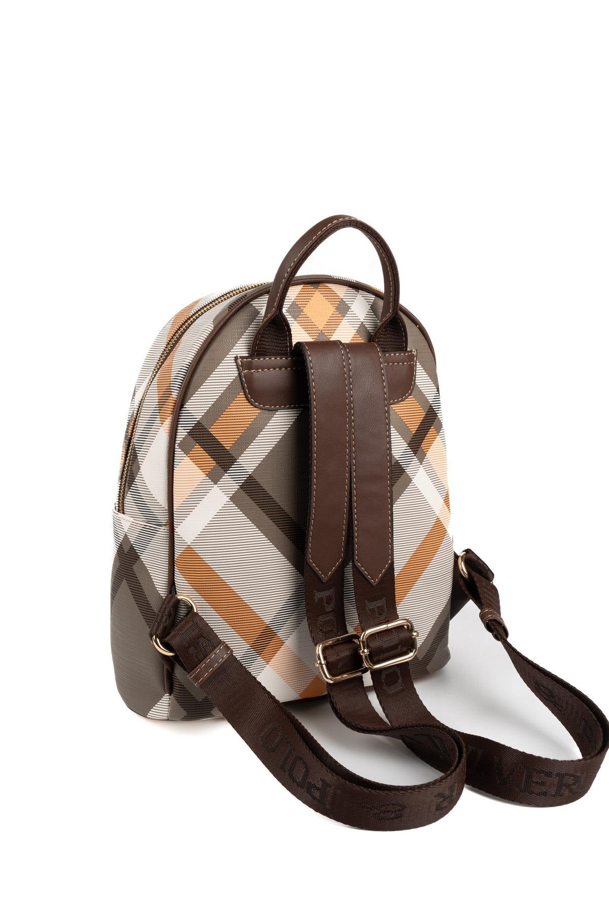 Silver & Polo SP1062 Kadın Sırt Çantası Ekose Haki-Kahve