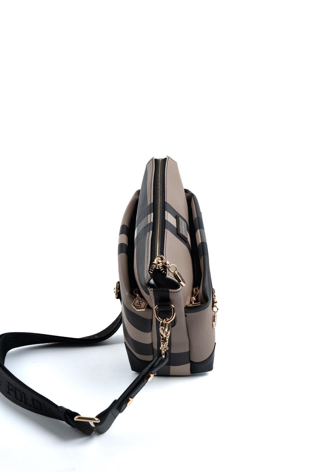 Silver & Polo Kahve - Siyah SP1110 Kadın Çapraz Çanta