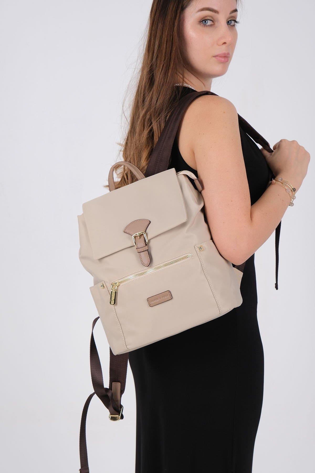 Silver & Polo SP1210 Kadın Sırt Çantası Bej-Kum