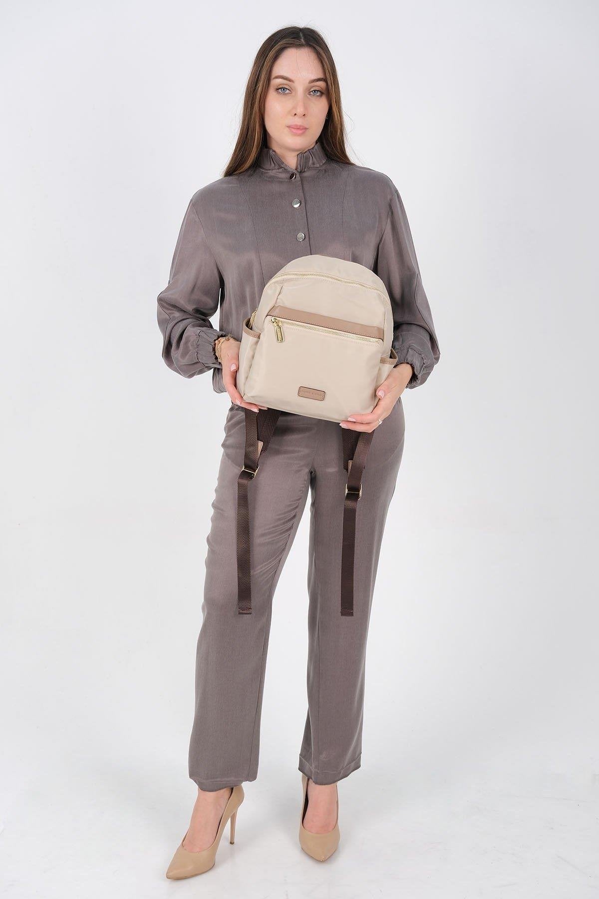 Silver & Polo SP1209 Kadın Sırt Çantası Bej-Kum