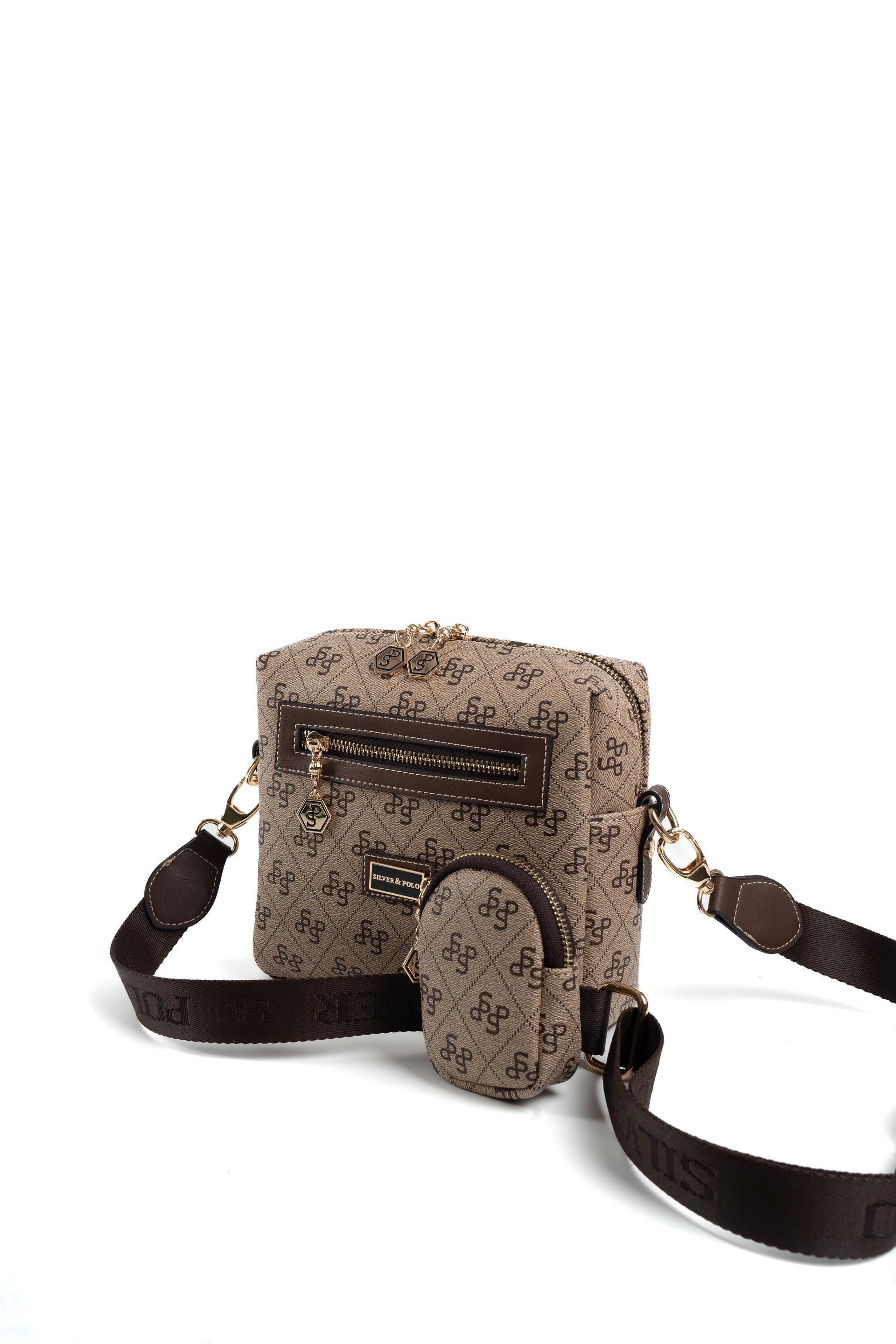 Silver & Polo Koyu Bej - Kahve SP1038 Kadın Çapraz Çanta