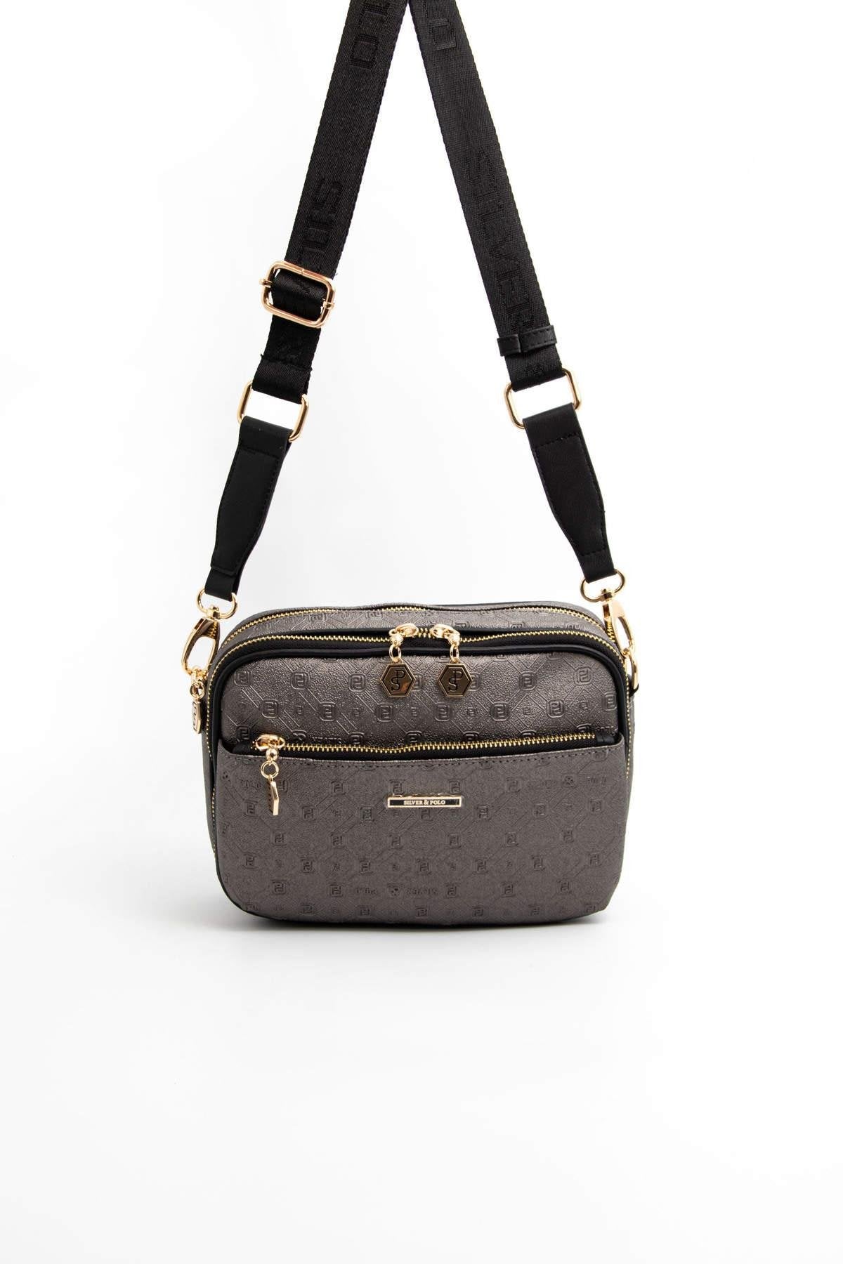 Silver & Polo Platin - Siyah SP1162 Kadın Çapraz Çanta