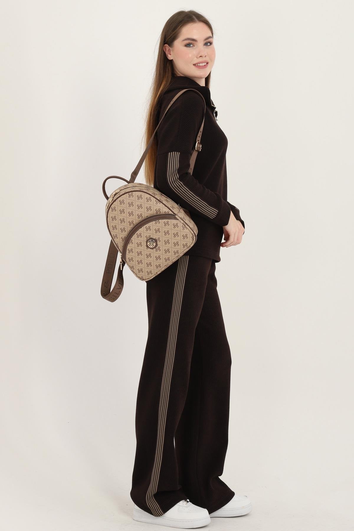 Silver & Polo Koyu Bej - Kahve SP945 Kadın Sırt Çantası