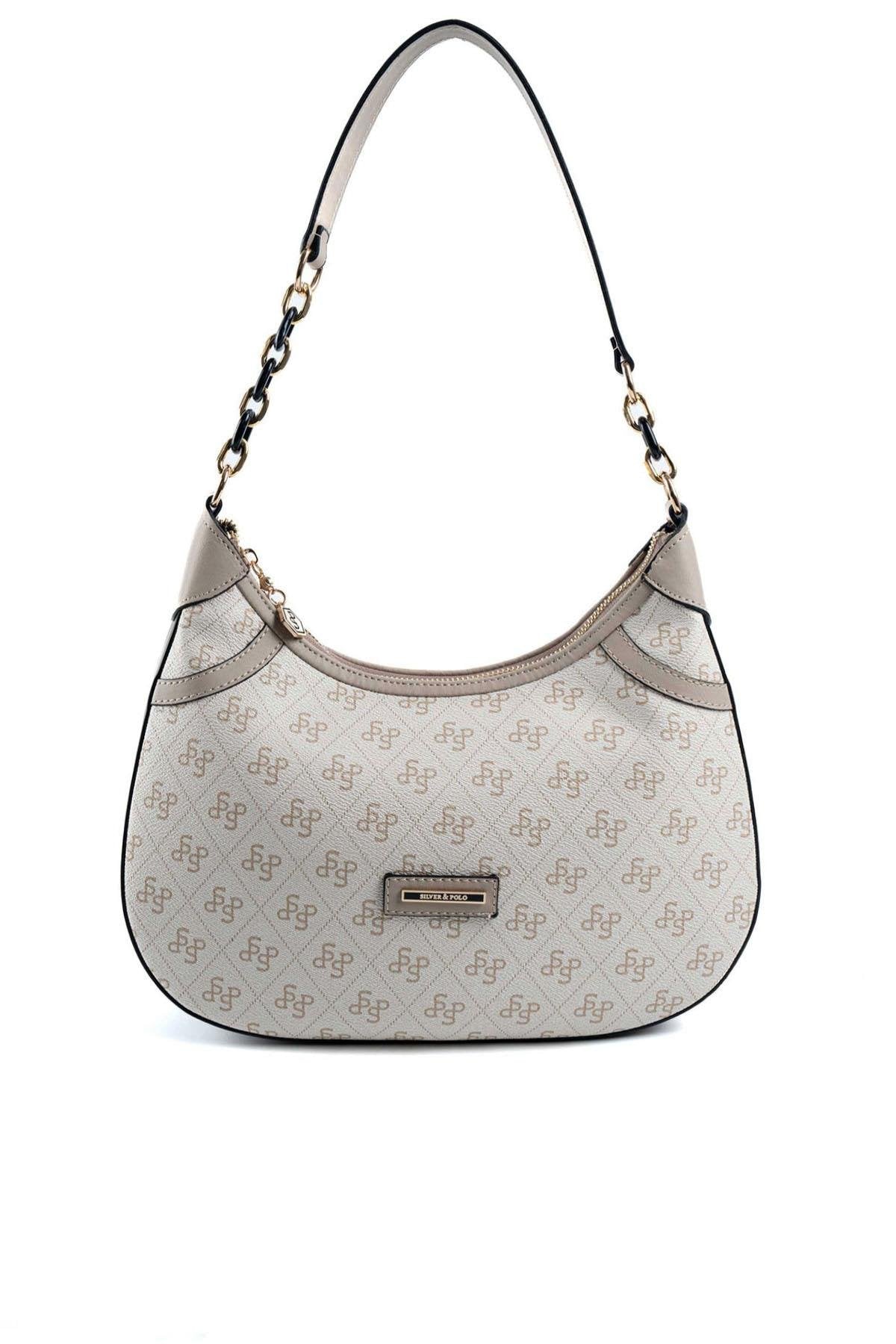 Silver & Polo Bej - Kum - Kahve SP1255 Kadın Omuz Çantası