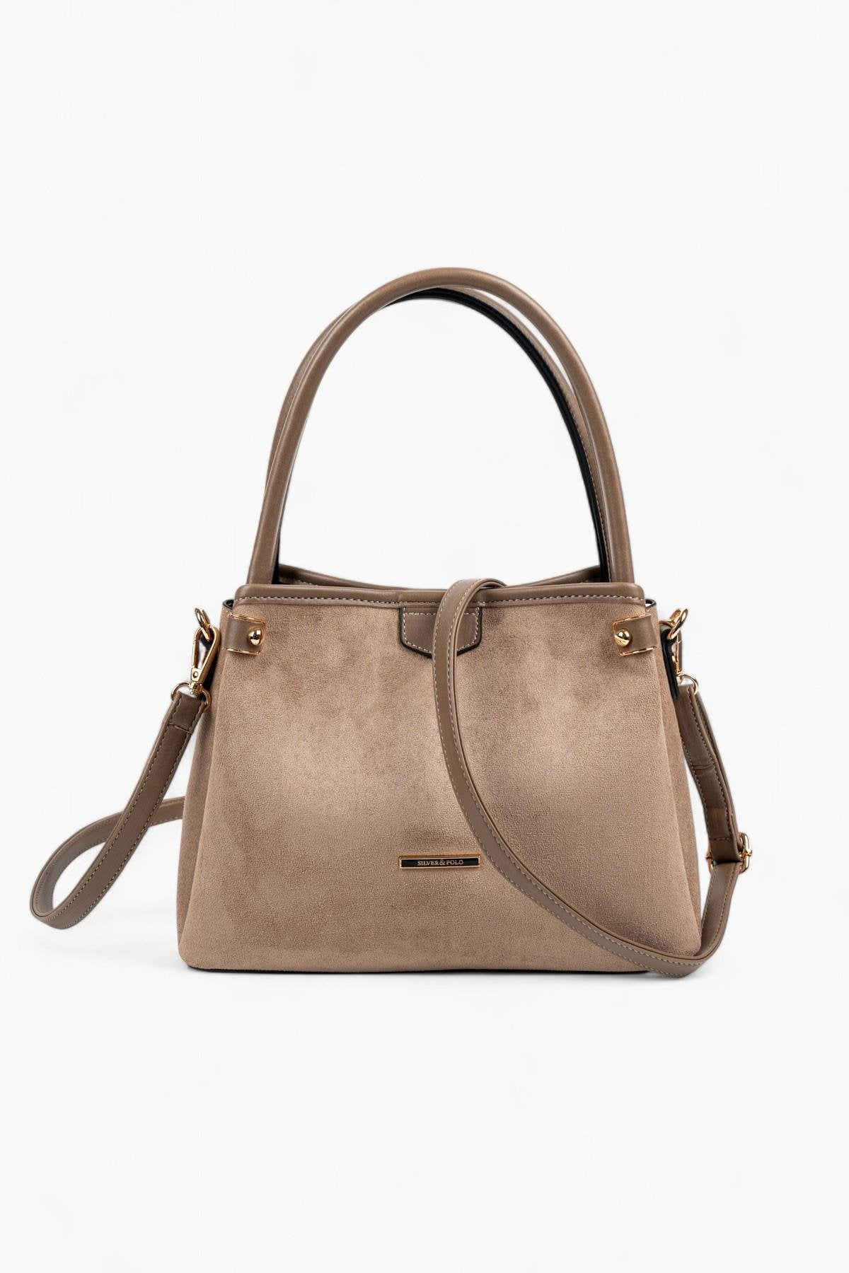 Silver & Polo SP1254 Kadın El Çantası Süet Vizon