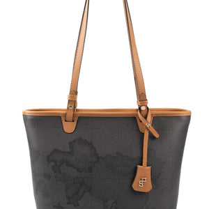 Silver & Polo SP1204 Kadın Omuz Çantası Harita Siyah-A.Taba