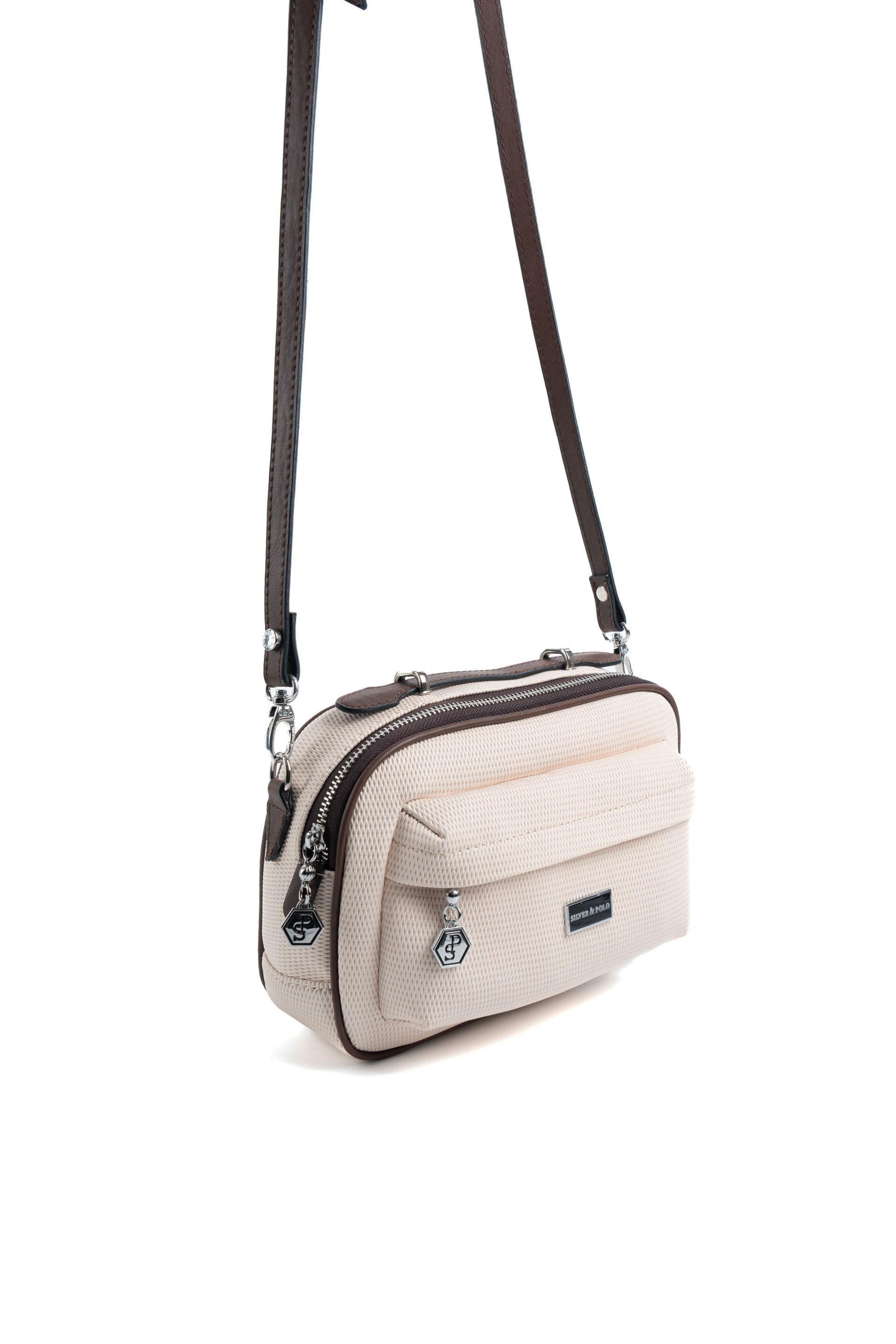 Silver & Polo Bej - Kahve SP1186 Kadın Çapraz Çanta
