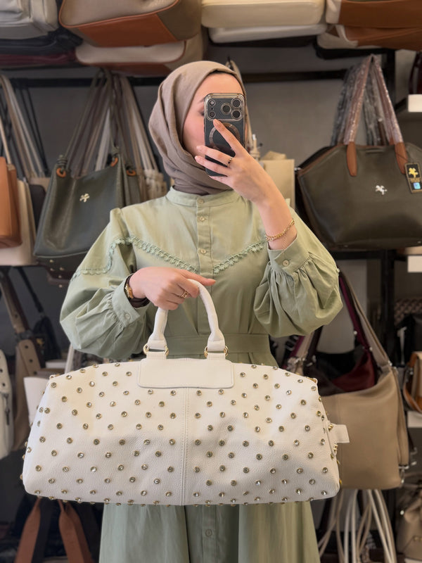 Nas Bag Beyaz Çok Amaçlı Büyük Boy El ve Omuz Çantası - 436